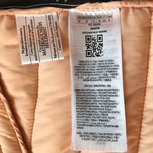 GUESS stretch water/windproof blush pink puffer moto contrasting vegan leather M - Picture 14 of 16